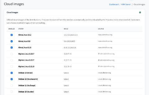 Cloud images, fetched from the vendors