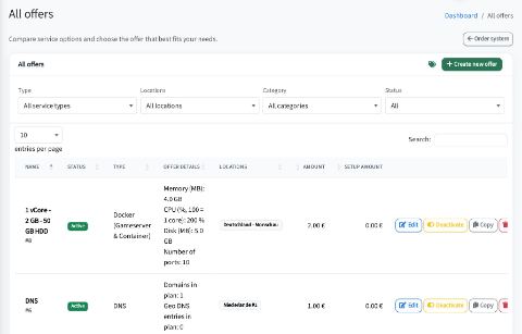 Manage offers