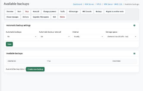 Automatic VPS backups