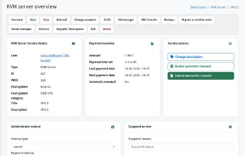 VPS overview with every action